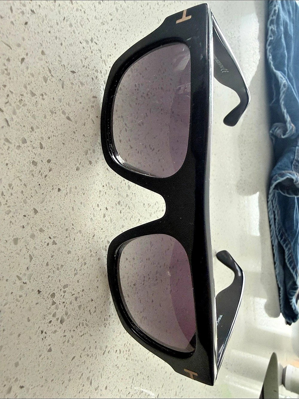 Tom Ford Fausto TF5634-B 001 Black Frame Gold Accent Glasses